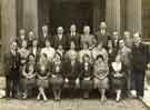 View: u11319 Sheffield Musical Union [officers and committee] outside the City Hall, Barkers Pool