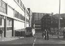 View: u11422 Pond Hill looking towards (left) Royal Mail sorting office and Heriot House, (back centre) Park Hill Flats and (right) Sheffield Housing Department and No. 40 Old Queen's Head public house