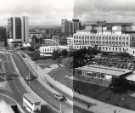 View: u11447 Arundel Gate looking towards (left) Redvers House showing (top right) Town Hall extension, (bottom right) Motor Taxation offices and (centre left) the Register Office