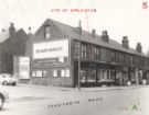 View: u11466 Nos. 258 - 264 Staniforth Road at the junction with (left) Ouseburn Street showing (l. to r.) No. 266 Easy Purchase Services Ltd., motor insurers;  No, 264 Styles and  No. 262 Bendix Self Service Laundrette