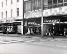 View: u11717 Shops on The Moor showing (l. to r.) No. 76 Marks and Spencer, department store; No. 74 Lewis's Fashions and No. 72 Evans, the outsize shops