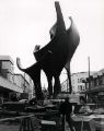 View: u11801 Pedestrianisation of The Moor showing the Crucible sculpture fountain by Judith Bluck (unveiled 1979) outside Manpower Services Commission offices, The Moor