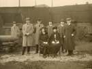 Unidentified group visiting Hadfields Ltd. showing Sir Robert Hadfield (1858-1940) (1st right standing) and Sir Peter B. Brown (2nd right standing)