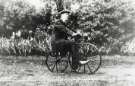 William Whitworth on his boneshaker bicycle, Burrowlee House, Burrowlee Road