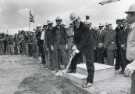 Topping out ceremony for new Law Courts and police headquarters, Snig Hill performed by Roger Inman, OBE, DL, JP,, chairman of the Sheffield Justices, 1974 - 1980