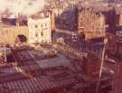 Construction of new Law Courts, Snig Hill showing (left) Whitbread Exchange Brewery and Lady's Bridge Hotel, (centre) Lady's Bridge looking towards The Wicker