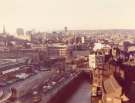 View showing (centre) the construction of new Law Courts, Snig Hill and Lady's Bridge Hotel, (left) Castle Market and Castlegate, (right) Hancock and Lant Ltd., furniture dealers, Blonk Street