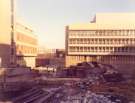 Construction of Law Courts, Waingate from junction of Water Lane, Snig Hill and Castle Street showing (left) South Yorkshire Police Headquarters