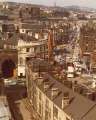 View over (foreground) Castle Green, proposed site of new Law Courts showing traffic congestion on (centre) Lady's Bridge and The Wicker and (left) Lady's Bridge Hotel and Tennant Brothers Ltd., Exchange Brewery, Bridge Street