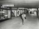 Castle Square (also known as the Hole in the Road), south east subway showing (left) No. 50 Bunker and Pratley Ltd., television dealers and No. 48 Wm. Hobson and Sons, outfitters