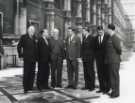 Sir John Osborn (1922 - 2015) MP (first right) with party of Australian television and radio executives as guests of the Commonwealth Relations Office at the Houses of Parliament, London