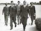 Sir John Osborn (1922 - 2015) MP arriving at Islamabad Airport with Mr Roedad Khan, Secretary, Ministry of Information and National Affairs, [Government of Pakistan]