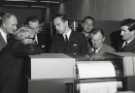 Sir John Osborn (1922 - 2015) MP (third right) and group at probably IBM demonstration, Hursley, Hampshire