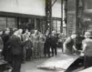 Sir John Osborn (1922 - 2015) MP (third left) at unidentified steel works possibly connected with Samuel Osborn and Co. Ltd.