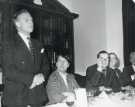 Sir John Osborn (1922 - 2015) MP (first left); speaking at an unidentified event