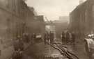 Fire at (Lee of Sheffield Ltd.) Arthur Lee and Sons Ltd., steel manufacturers, Crown Steel and Wire Works, Bessemer Road showing (right) the premises of Woodhouse and Rixson Ltd., steel forgings manufacturers 