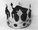 Crown of stainless steel made for the Queen of the Lower Handsworth District of the Sheffield Community Centre by (Lee of Sheffield Ltd.) Arthur Lee and Sons Ltd., steel manufacturers, Trubrite Steelworks, Meadowhall 