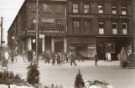 Fargate showing No. 70 Sheffield Creameries Ltd. (corner of Leopold Street) and No. 66 Fleur de Lis public house