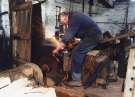 Ron Stanley, scythe grinder, Abbeydale Industrial Hamlet Museum, formerly Abbeydale Works, premises of W. Tyzack, Sons and Turner Ltd., manufacturers of files, saws, scythes etc., c.1994