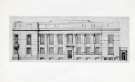 Architects drawing of frontage of Central Library and Graves Art Gallery, Surrey Street