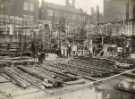 View: u13730 Construction of Sheffield City Hall, Barkers Pool looking towards (top) Balm Green