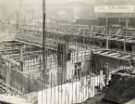 Construction of Sheffield City Hall, Barkers Pool looking towards (top left) the Regent Cinema and (top right) the Albert Hall