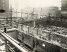 Construction of Sheffield City Hall, Barkers Pool showing (top centre) Regent Cinema