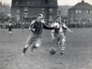 Sheffield Rovers FC. Gerry Watson attacking on the left wing in close company with the Oak Street right full back during the Amateur League final, Sheffield Rovers FC v. Oak Street FC at the Brunswick ground, Woodhouse, [1950]