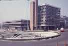 View: w02158 Furnival Square and underpass and Furnival Gate roundabout showing (left) the Eyre Street multi storey car park and (right) Furnival House offices 