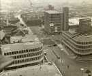 View: w02187 Furnival Gate at its junction with (left) Pinstone Street and (right) The Moor looking towards Furnival Square showing (top right) Furnival House and (bottom left) Midcity House (formerly Nelson House) 