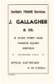 View: y14193 Advertisement for J. Gallagher and Co., electricians,  No. 32 Silver Street Head, Paradise Square