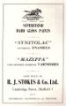 View: y14203 Advertisement for R. J. Stokes and Co. Ltd., paint manufacturers, No. 44 Cambridge Street