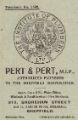 View: y14621 Advertisement for Pert and Pert, plumbers, lead and glass merchants, No. 313 Shoreham Street