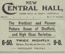 View: y14624 Advertisement for New Central Hall, Norfolk Street, near Empire, Sheffield