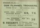 Advertisement for W. Wreghitt, gents outfitters, No. 68 Pinstone Street and Nos. 203 -207 The Moor 