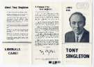 Election leaflet of [Anthony] Tony Singleton, Liberal Party candidate for the Heeley constituency