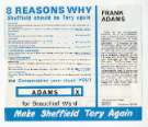 Election leaflet of Frank Adams, Conservative party candidate in the municipal elections for the Beauchief ward