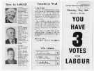 You have 3 votes for Labour. Election leaflet of Enid Hattersley, Harold Lambert and Doris Mulhearn, Labour Party candidates in the municipal elections for the Netherthorpe ward